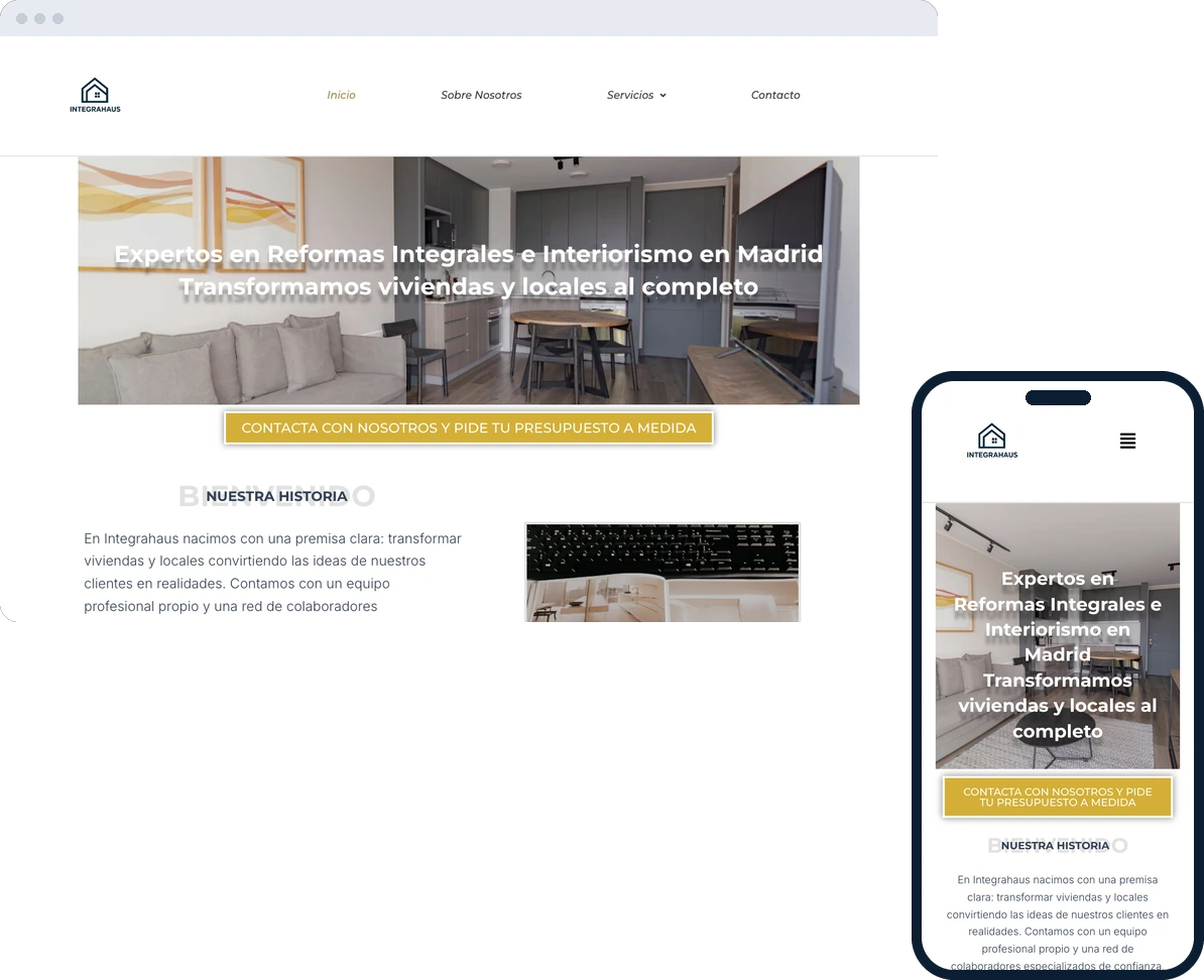 Web de Integrahaus en ordenador y en móvil, un proyecto de Websa